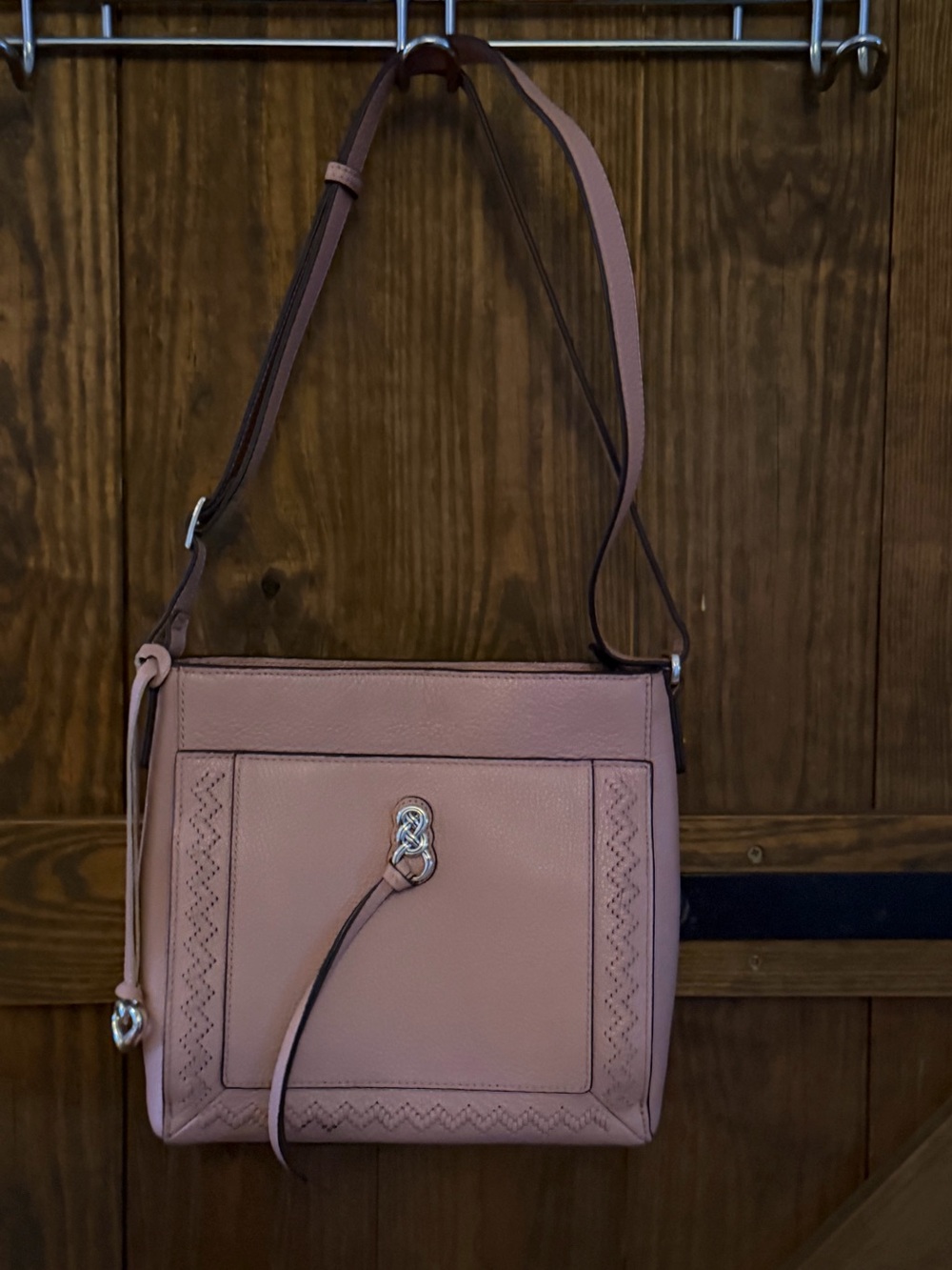 Brighton Dusty Rose Leather Shoulder Bag with Knot Detail